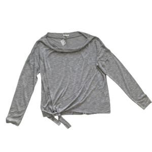 Maurices Top Blue White Stripe Long Sleeve Draped Boatneck Tie Bottom XXL NEW